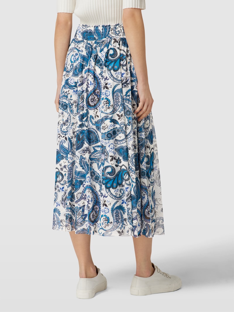 Maxirock mit Allover-Muster Modell 'paisley' in bleu