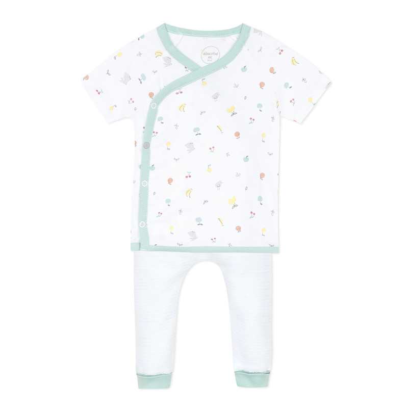 Ensemble vert rayé en éponge naissance Absorba