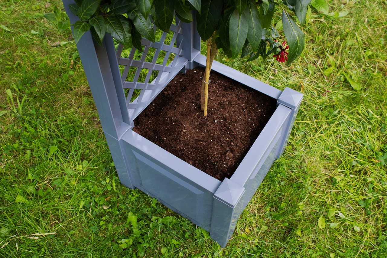 KHW Pflanzkasten klein mit Spalier 43 cm, grau