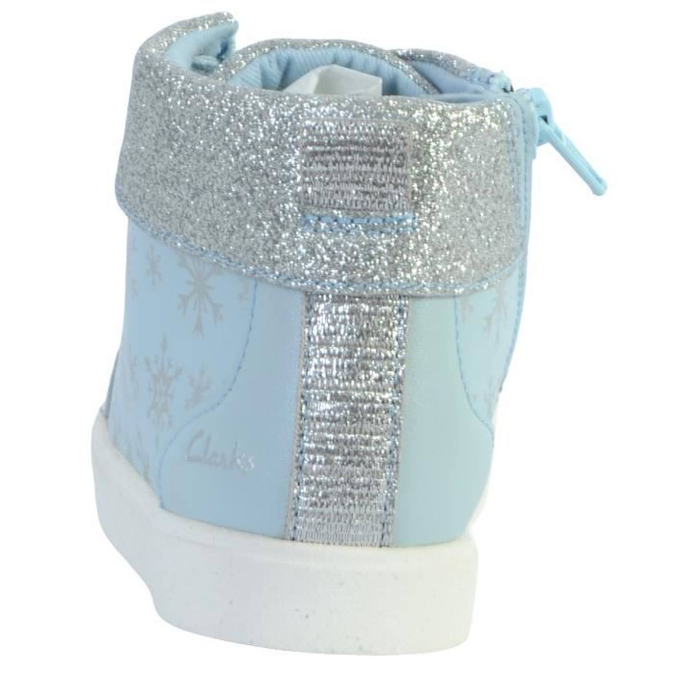 Basket Montante Cuir Clarks Junior City Ice bleu
