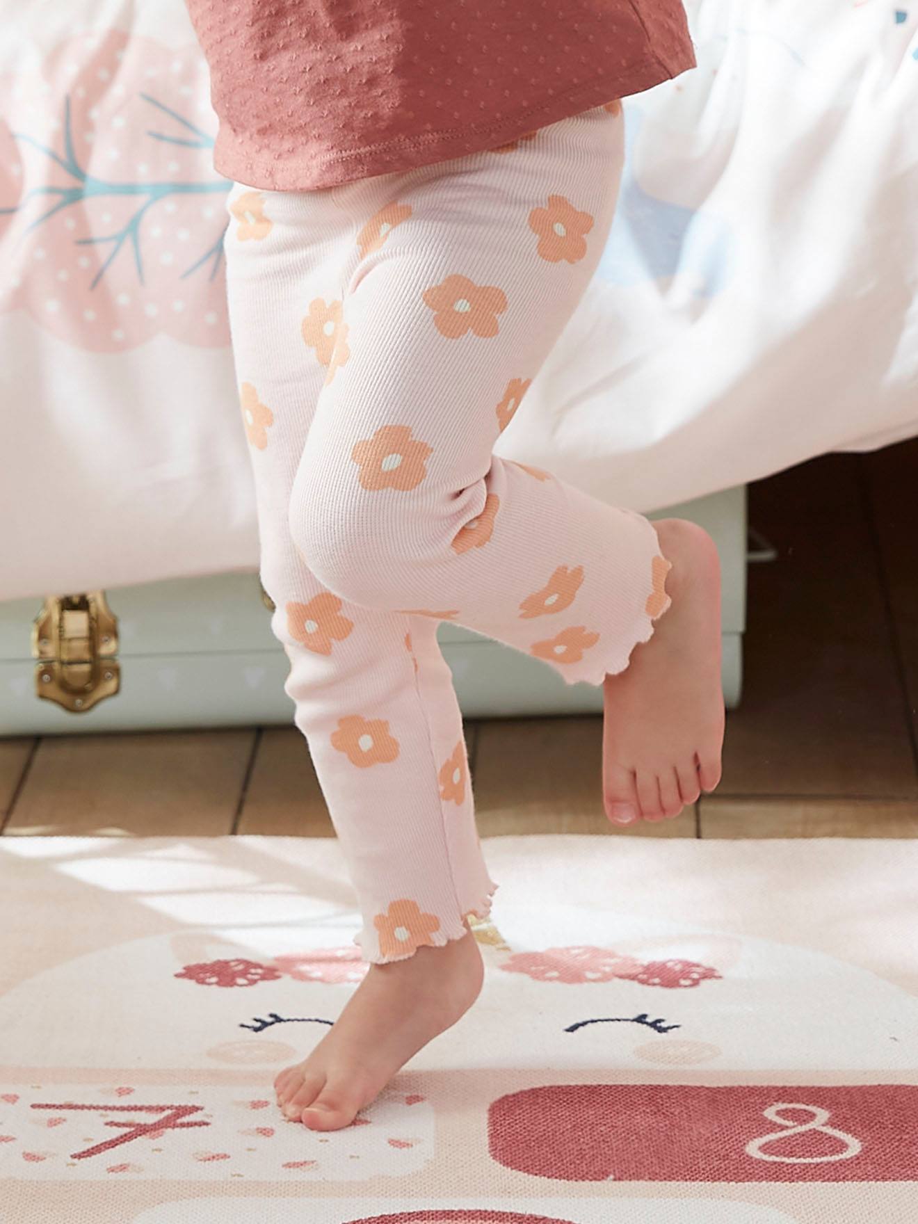Vertbaudet Mädchen Leggings, gerippt - graugrün