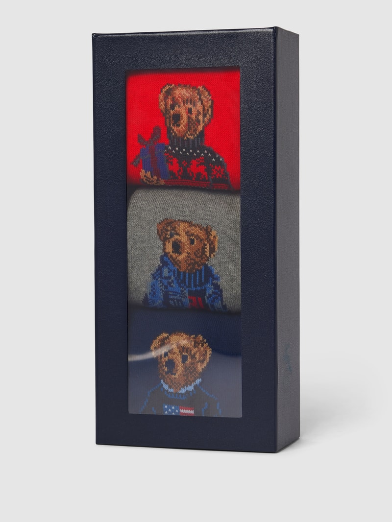 Socken im Colour-Blocking-Design im 3er-Pack Modell 'HOLIDAY' in mittelgrau meliert
