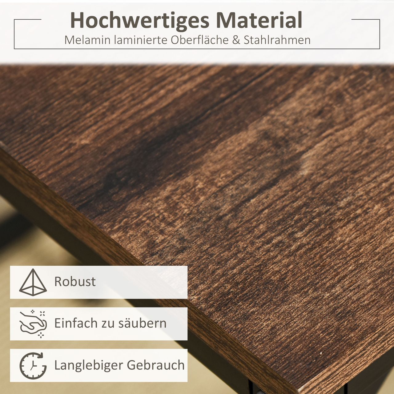 HOMCOM Bartisch-Set Stehtisch mit 4 Barhockern 5-teiliges Tischset Stahl Braun