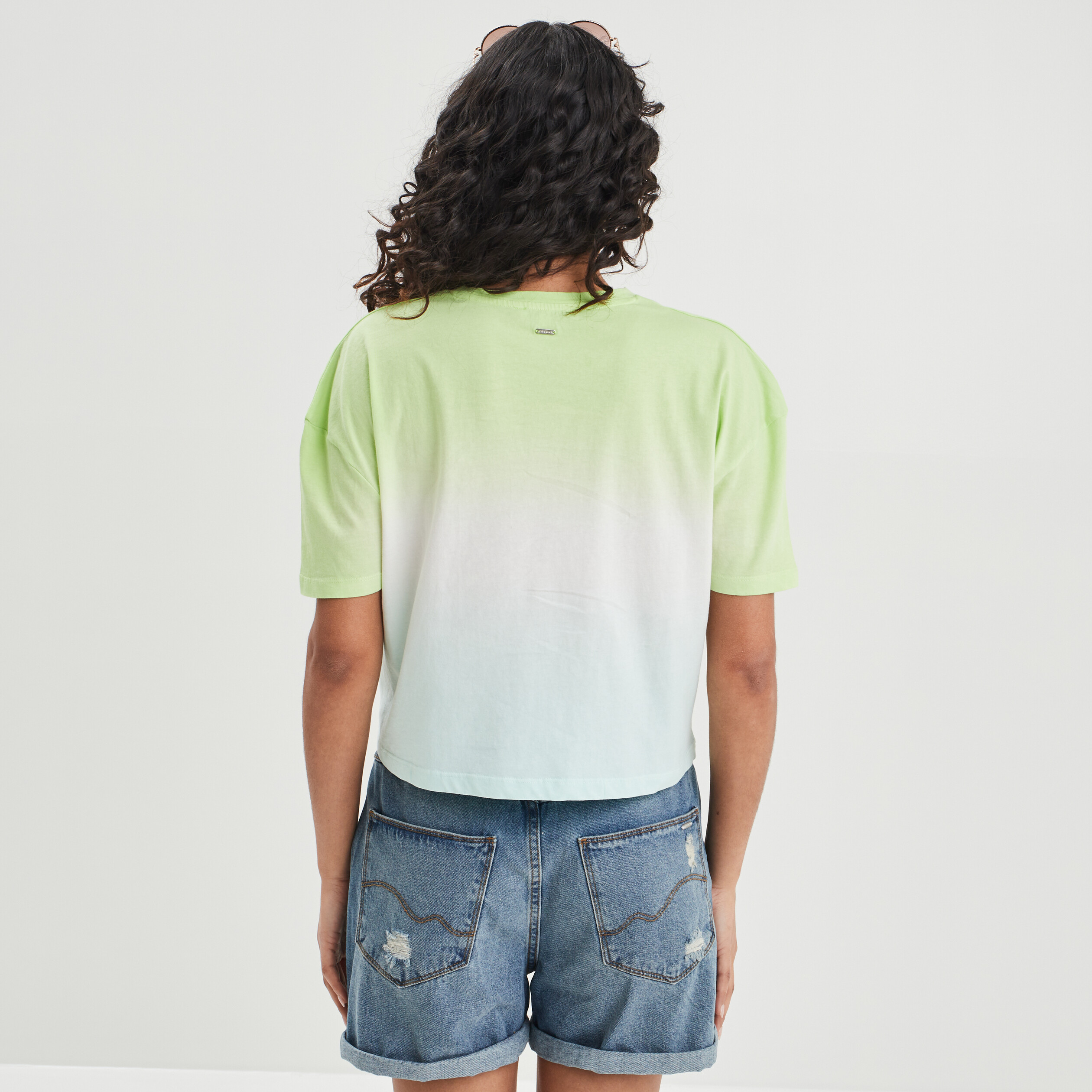 T-shirt cropped oversize Creeks bleu femme | La Halle