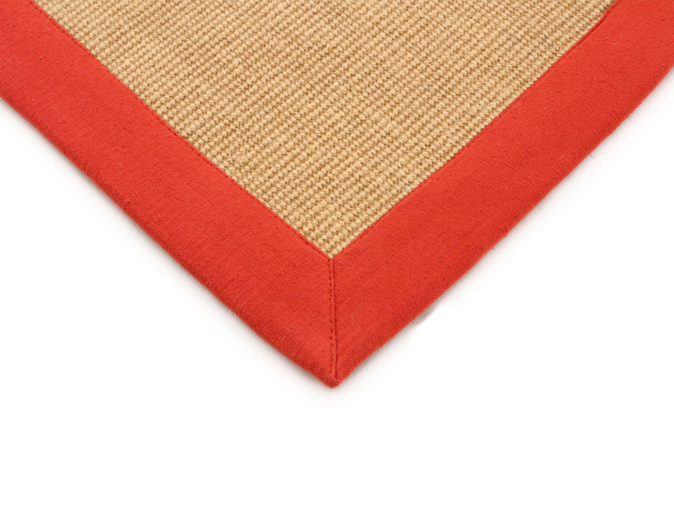 Läufer Sisal, carpetfine, rechteckig, Höhe: 5 mm, mit farbiger Bordüre, Anti Rutsch Rückseite