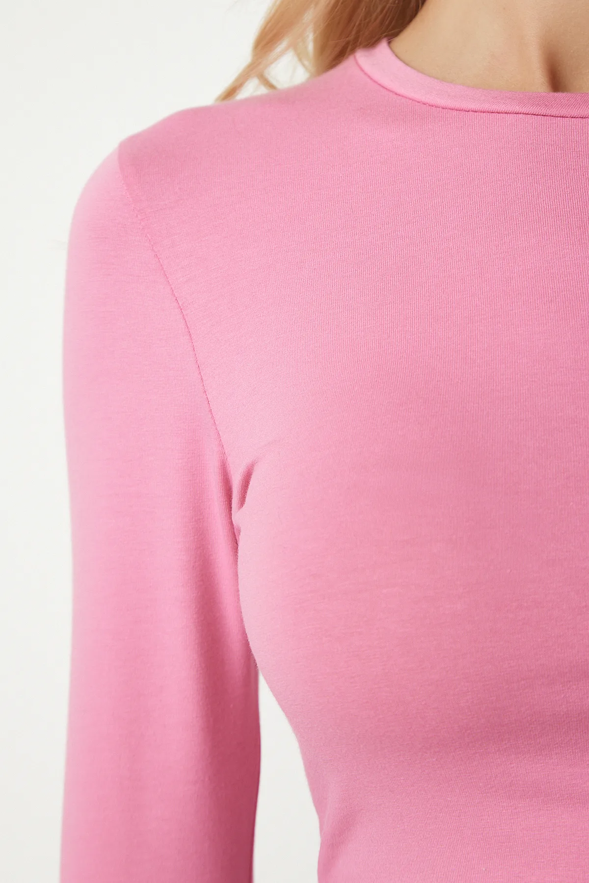 Happiness İstanbul  Rosa-beige Basic-Strickbluse im 2er-Pack für Damen ub00132