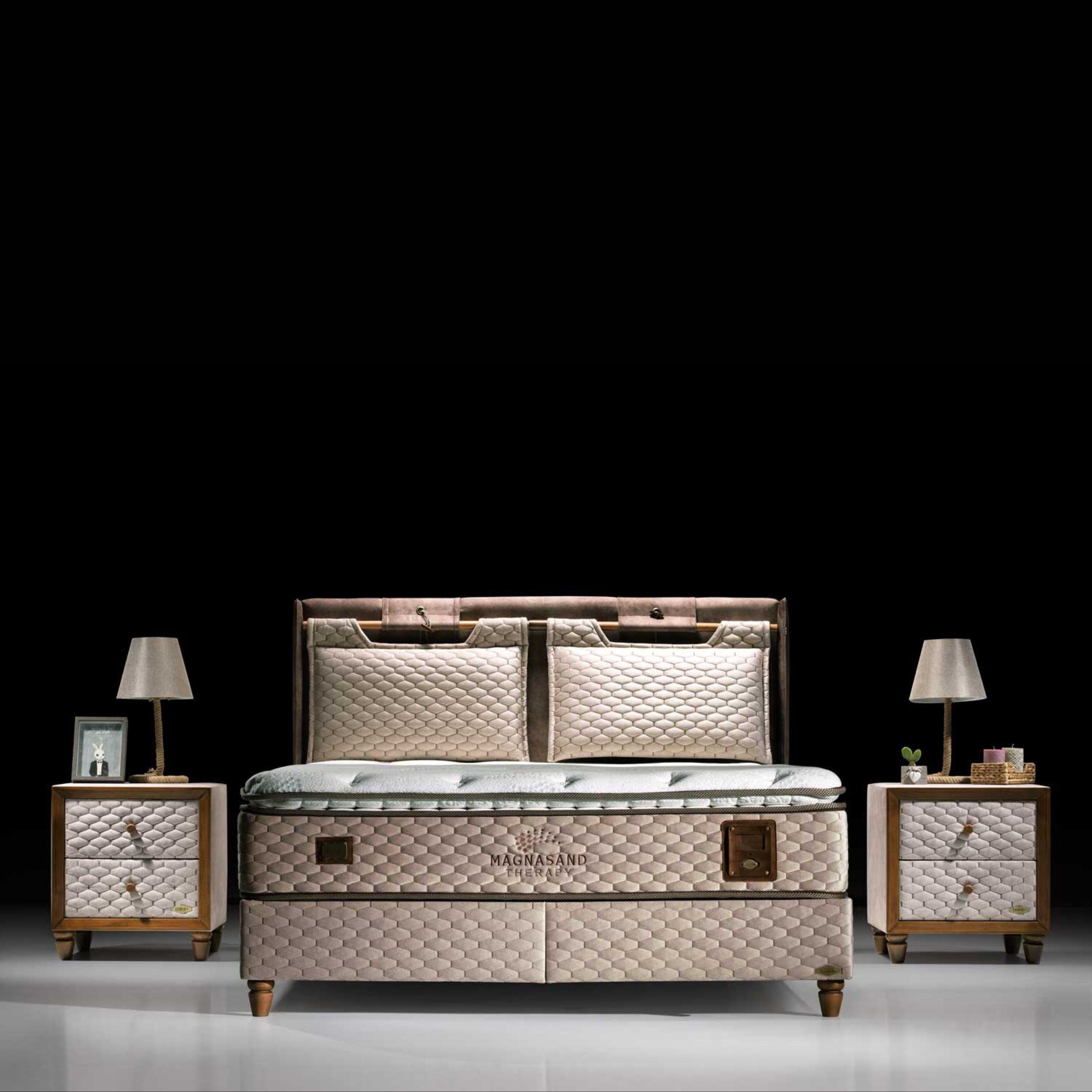 Moln Boxspringbett Magnasand inkl. 10 Schichten Matratze mit Topper 33 cm Höhe (Härtegrad H3, Taschenfederkern mit Topper), mit Matratze und Topper