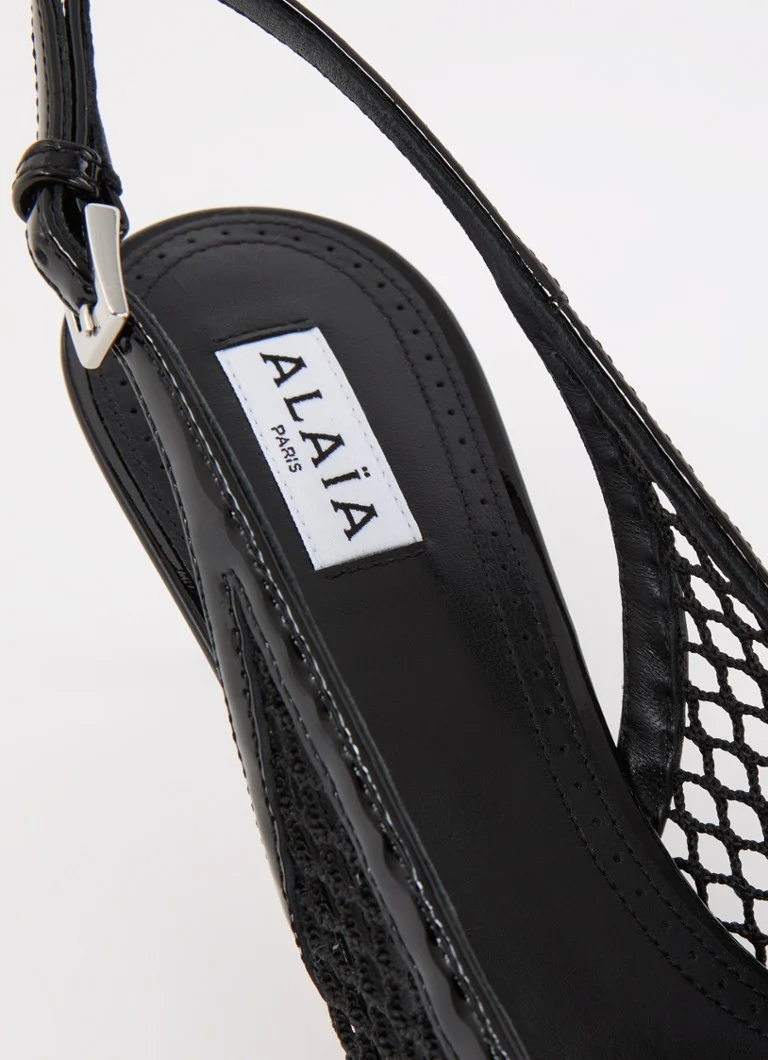 Pantofi cu toc tricotat Alaïa și detalii din piele de vițel
