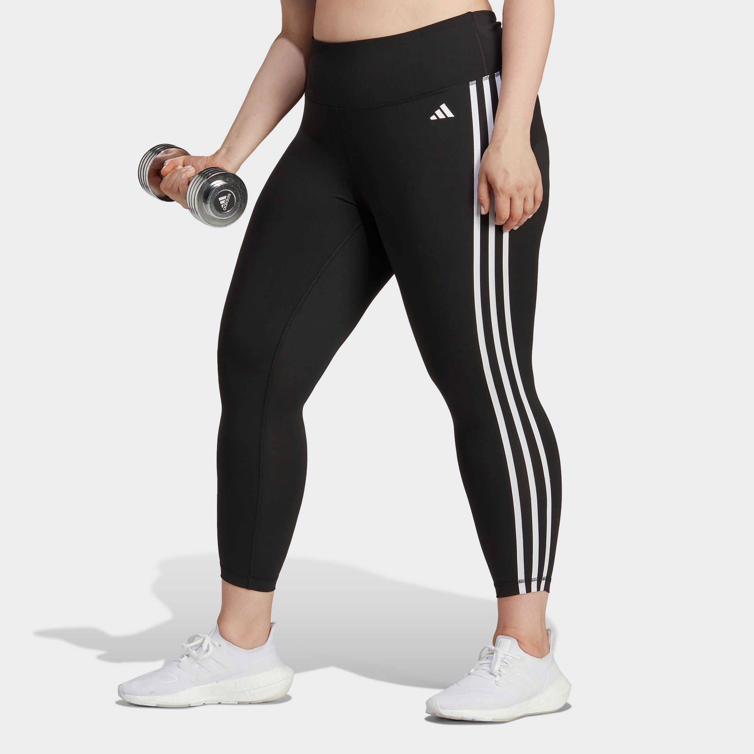 adidas Performance Trainingstights TRAIN ESSENTIALS 3-STREIFEN HIGH-WAISTED – GROSSE GRÖSSEN (1-tlg)