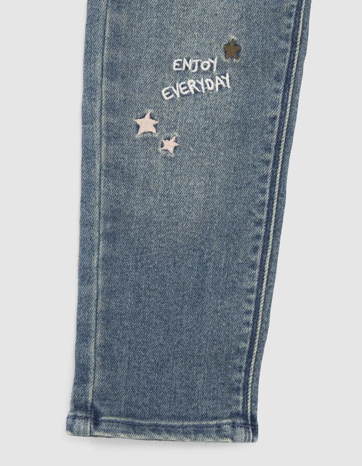 Jean STRAIGHT bleu avec badges fille