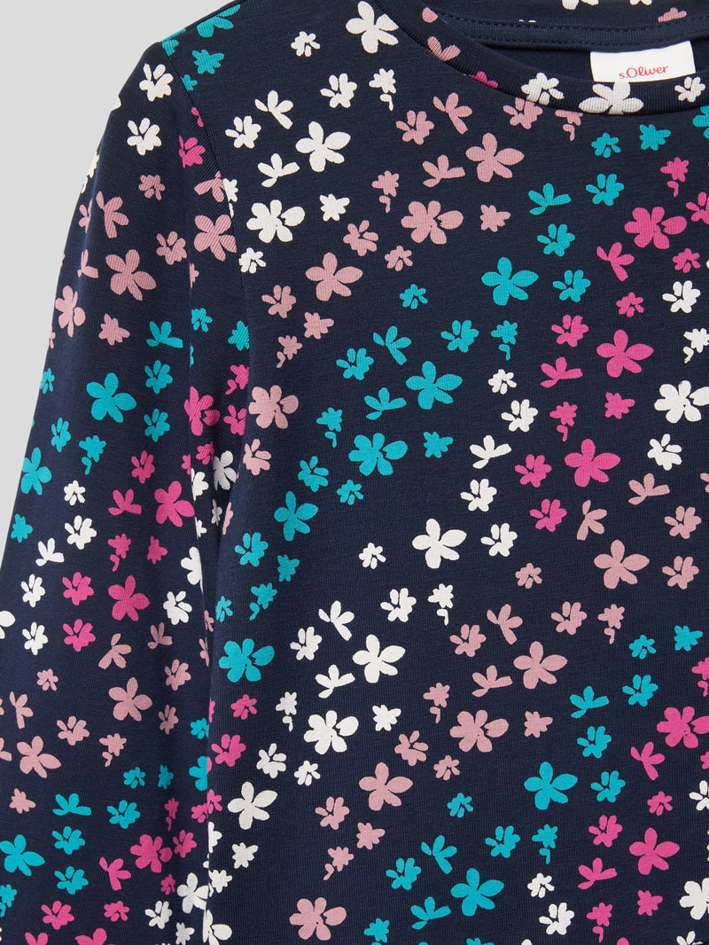 Kleid mit Allover-Muster Modell 'Back to School' in marineblau