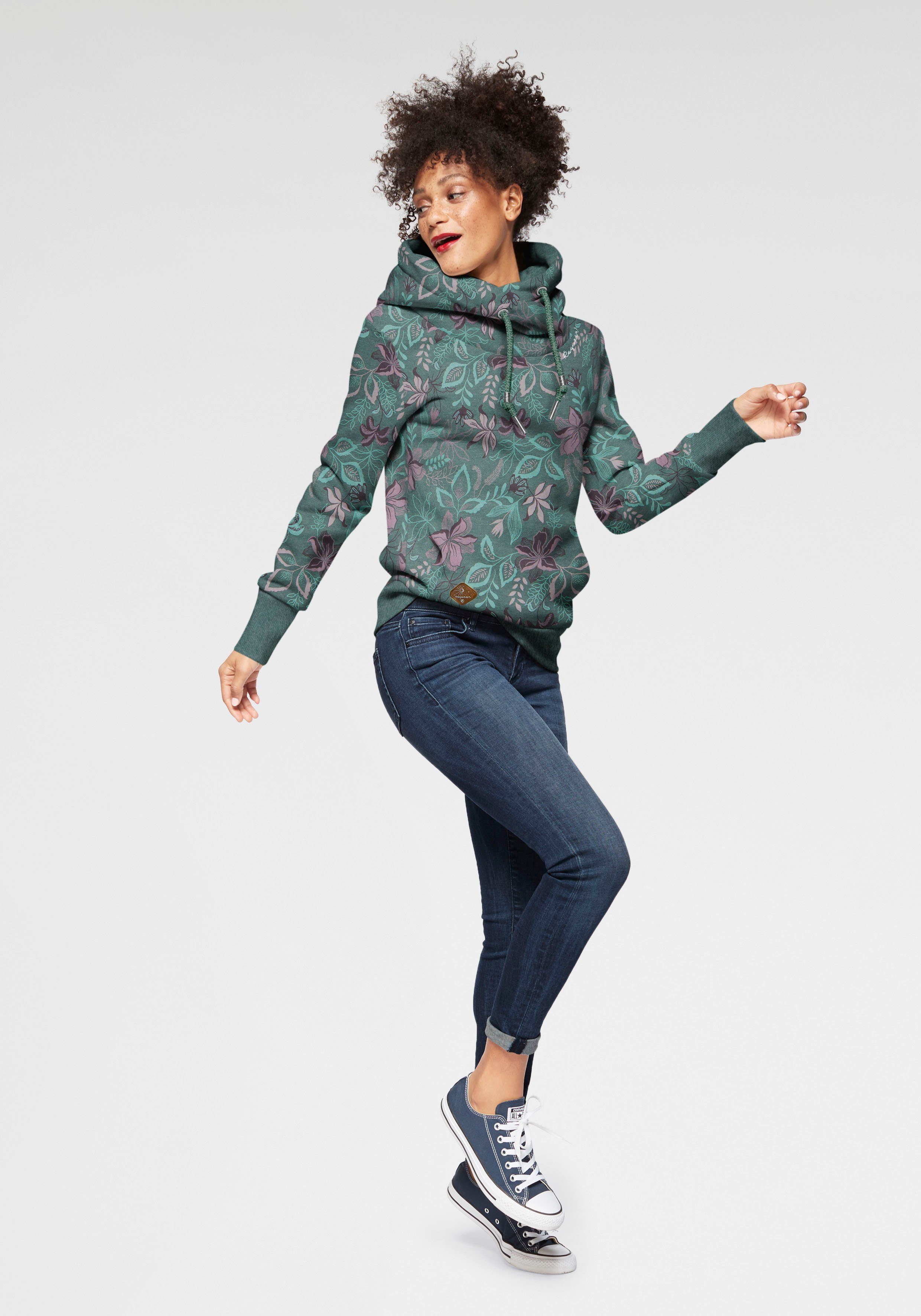 Ragwear Sweater GRIPY FLOWERS O Hoodie mit floralem All Over-Druck