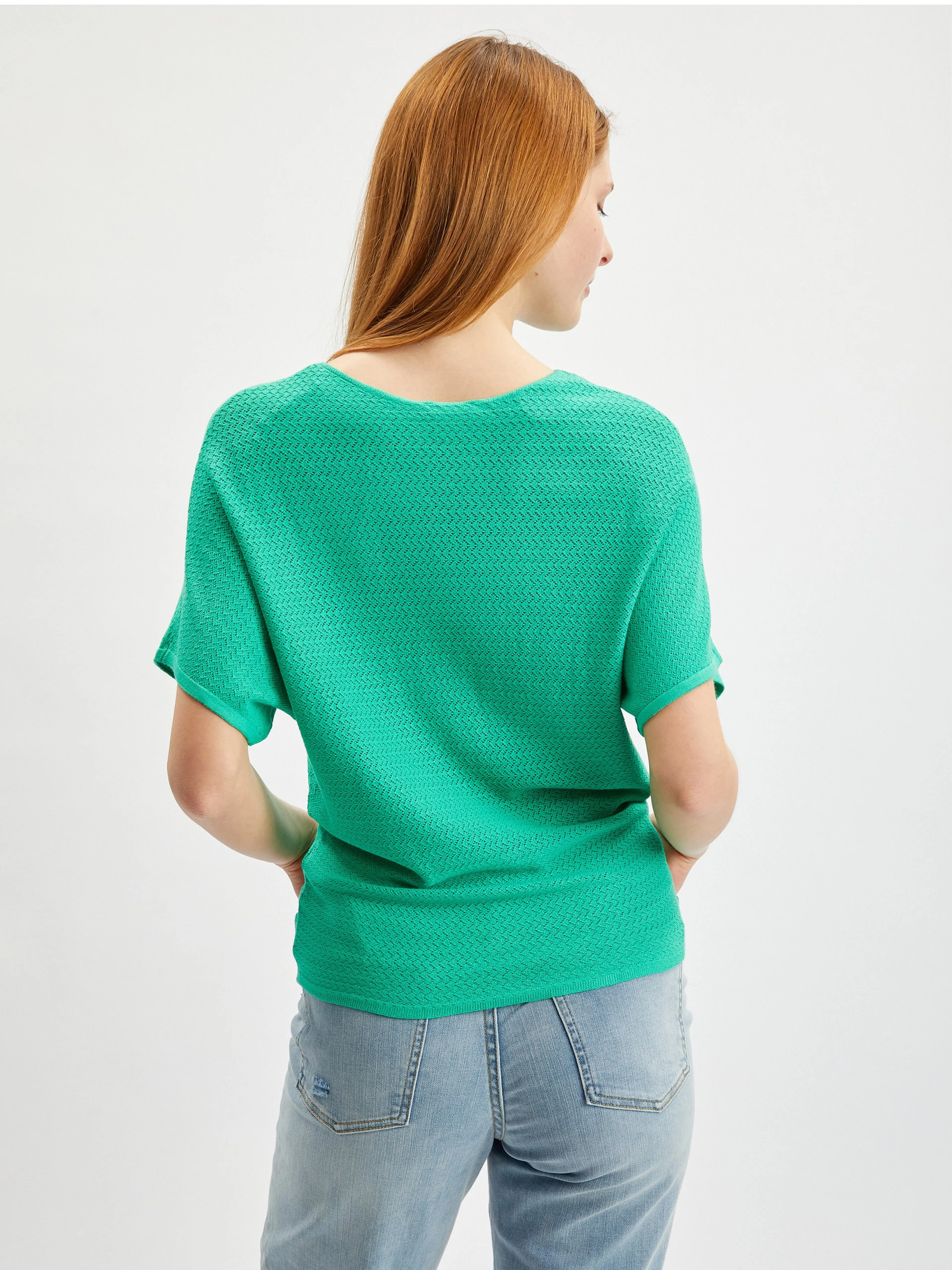 Hellgrüner Damen-Kurzarmpullover ORSAY