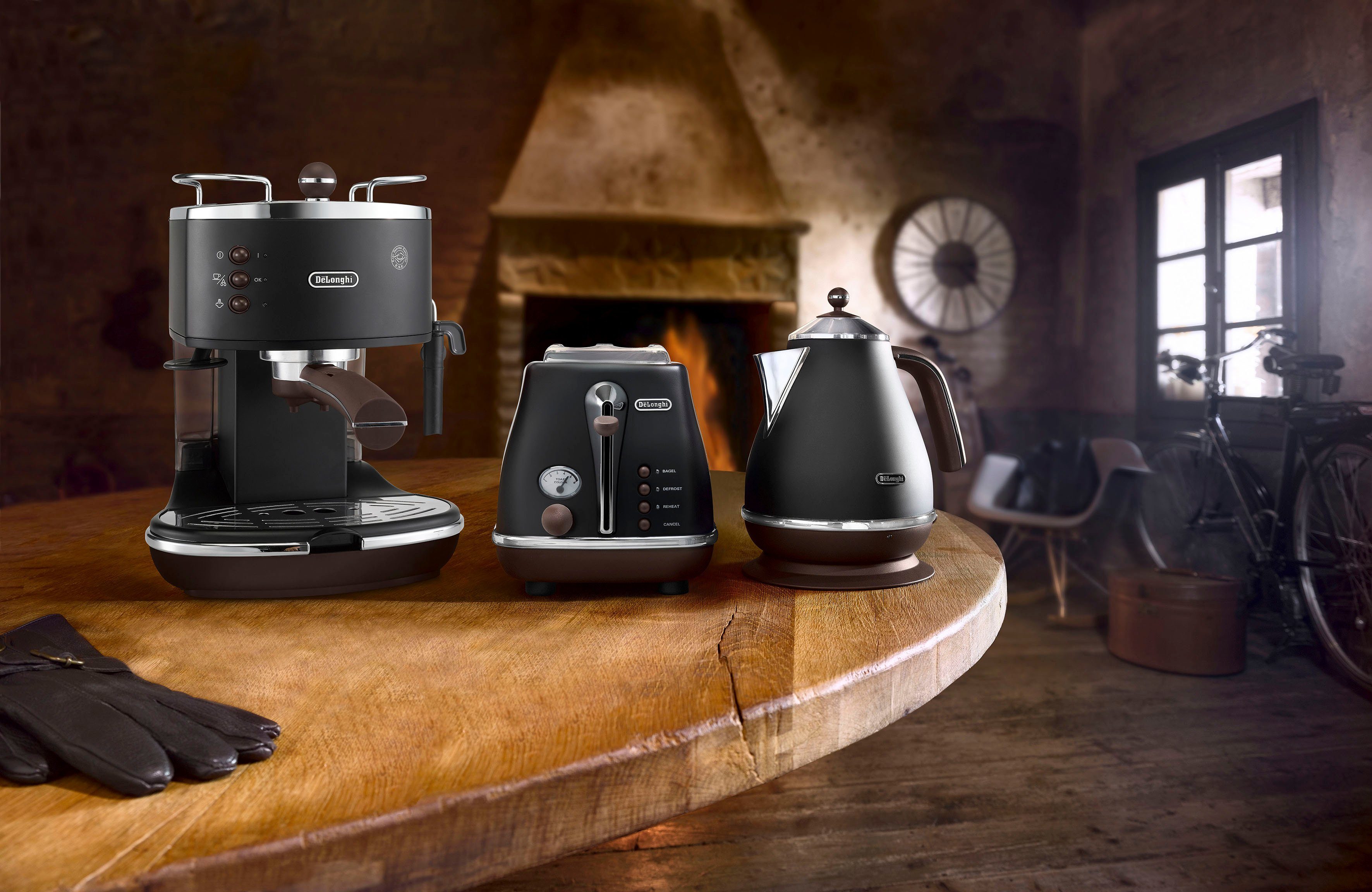 De'Longhi Siebträgermaschine Icona Vintage ECOV 311.BK, auch für Kaffeepads geeignet