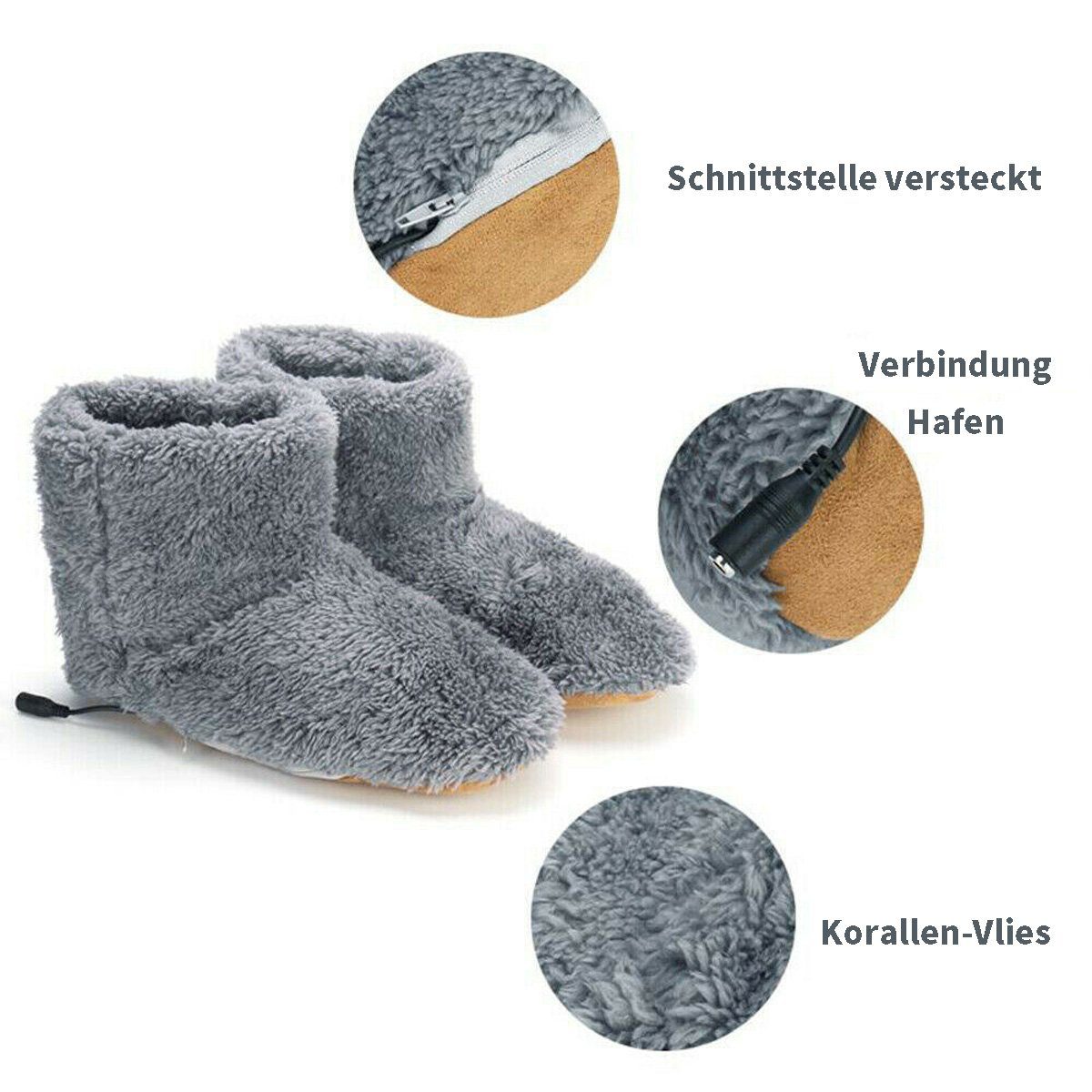 Yoyaxi Heizgerät Winter USB Wärmer Fußschuh Plüsch Warm, Elektrische Hausschuhe, Füße beheizt, waschbar