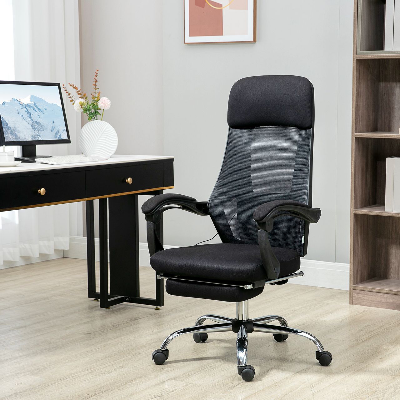 Vinsetto Bürostuhl mit Massagefunktion, Massagestuhl mit Liegefunktion, Mesh