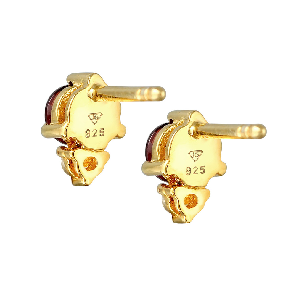Elli PREMIUM Elli PREMIUM Boucles d'Oreilles Boucles d'oreilles clou de coeur rouge avec grena Boucles d'oreilles