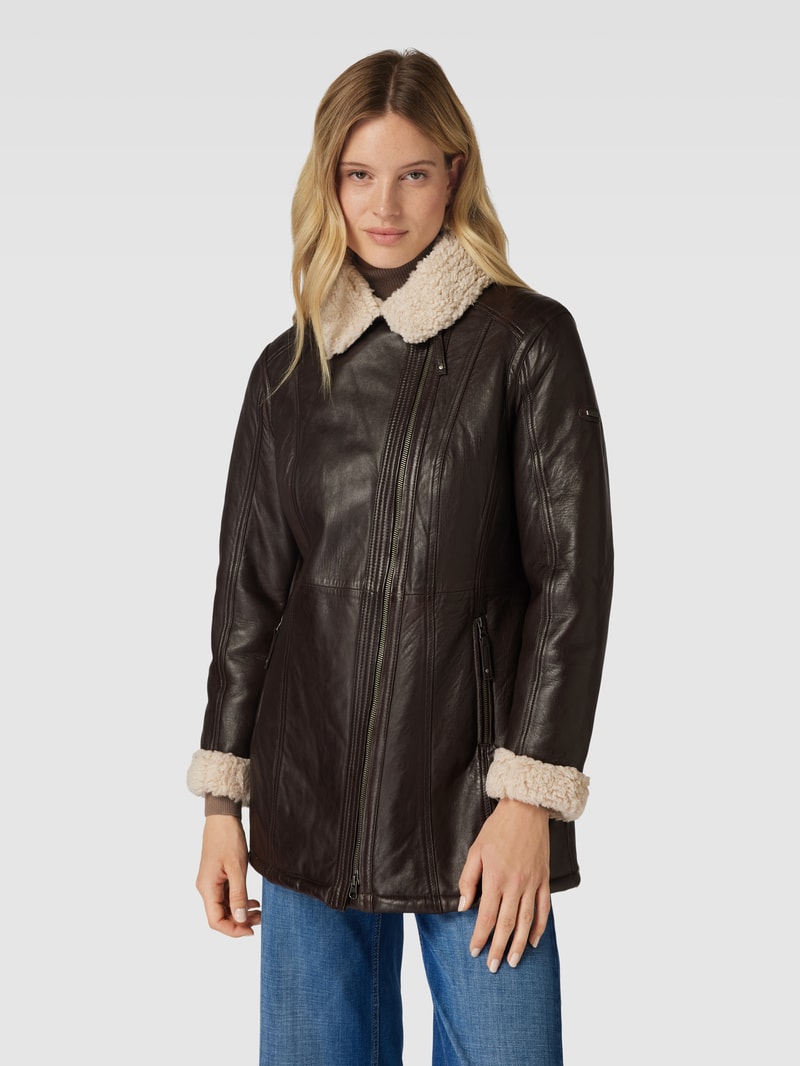 Jacke mit Reverskragen in dunkelbraun