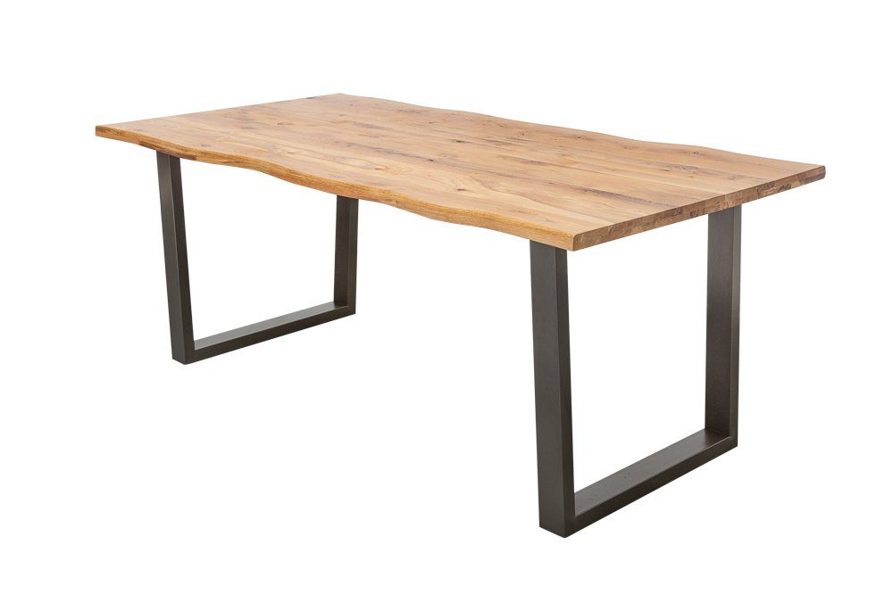 riess-ambiente Baumkantentisch LIVING EDGE 160cm natur / anthrazit (Einzelartikel, 1-St), Wildeiche-Massivholz · Metall · Kufen-Gestell · 3,5cm Platte · geölt