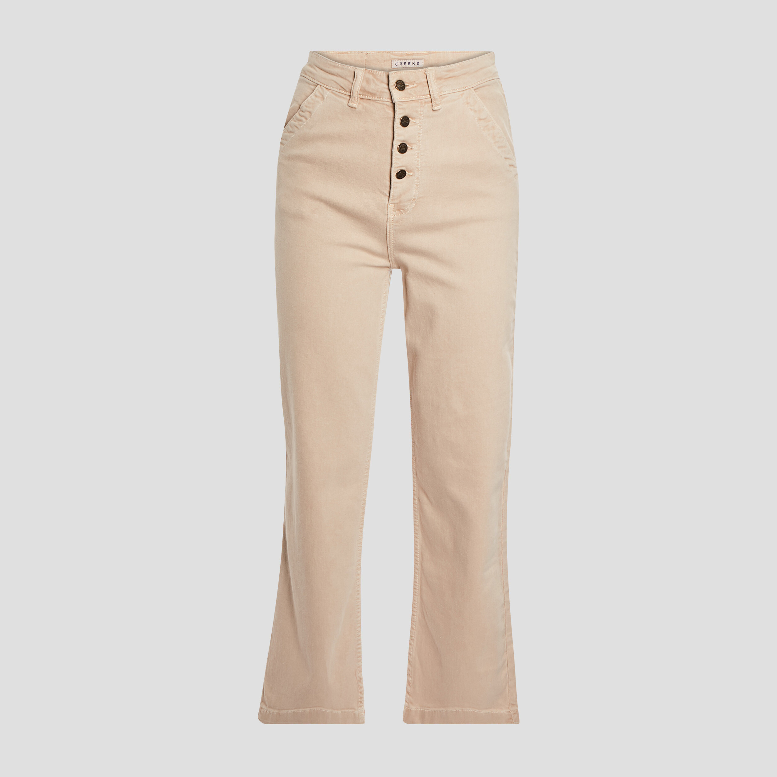 Pantalon jambe large 7 8ème boutonné sable femme | La Halle