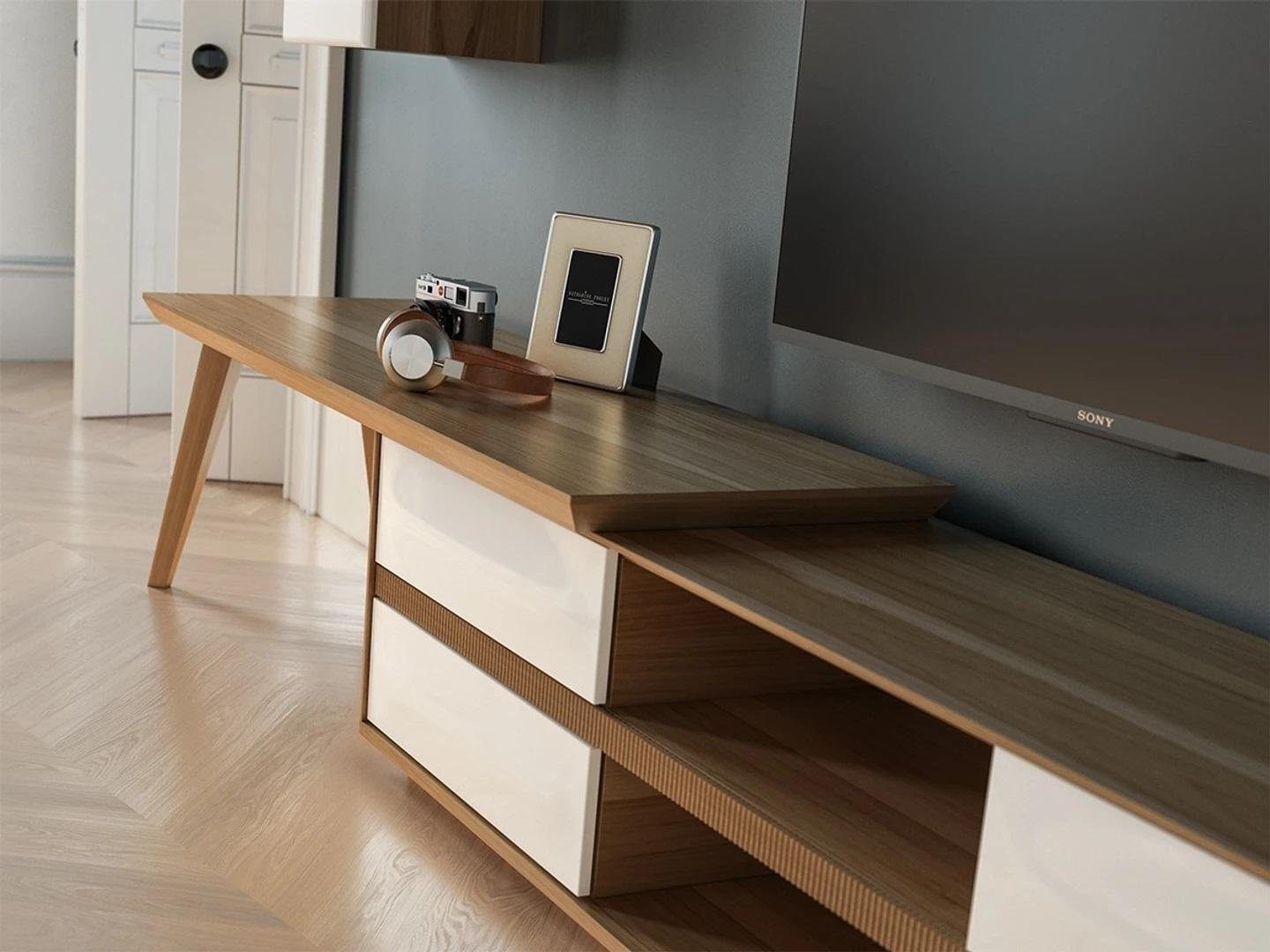 JVmoebel Wohnwand Wohnwand Set 5tlg Holzmöbel TV-Ständer + Couchtisch 2x Wandregale, (5-St., 1x TV-Ständer + 2x Wandschrank + 2x Wandregale), Made in Europa