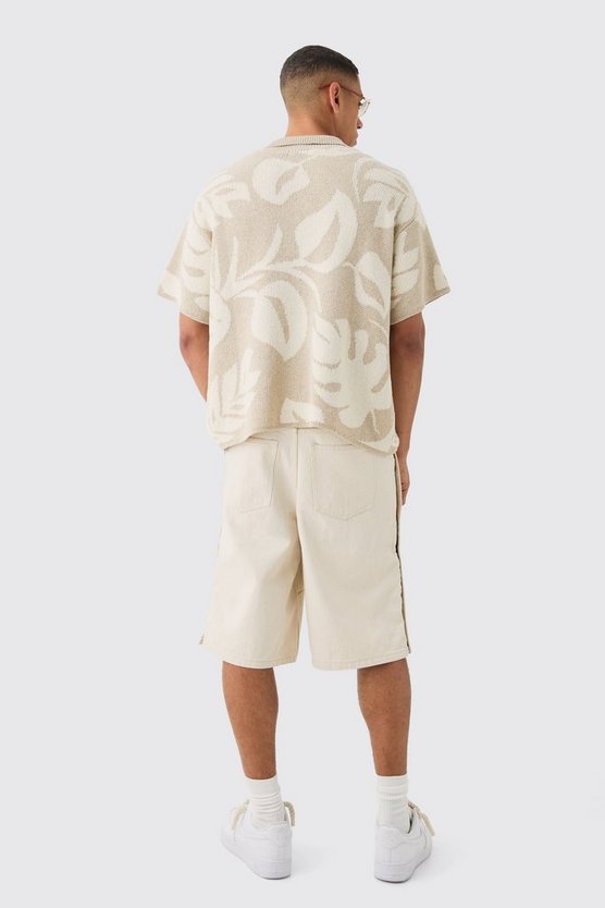 Lockere Jeansshorts mit elastischem Bund und Druckknöpfen