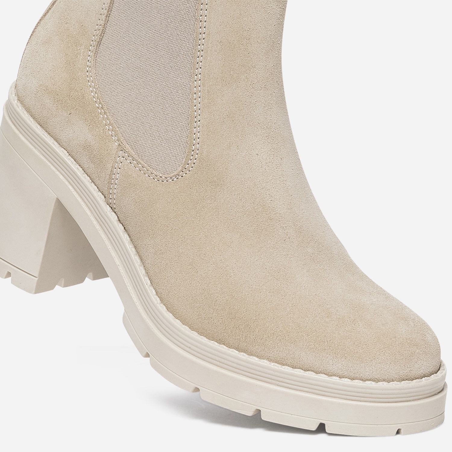 Chelsea boots TEXTO beige éco-conçu en cuir velours