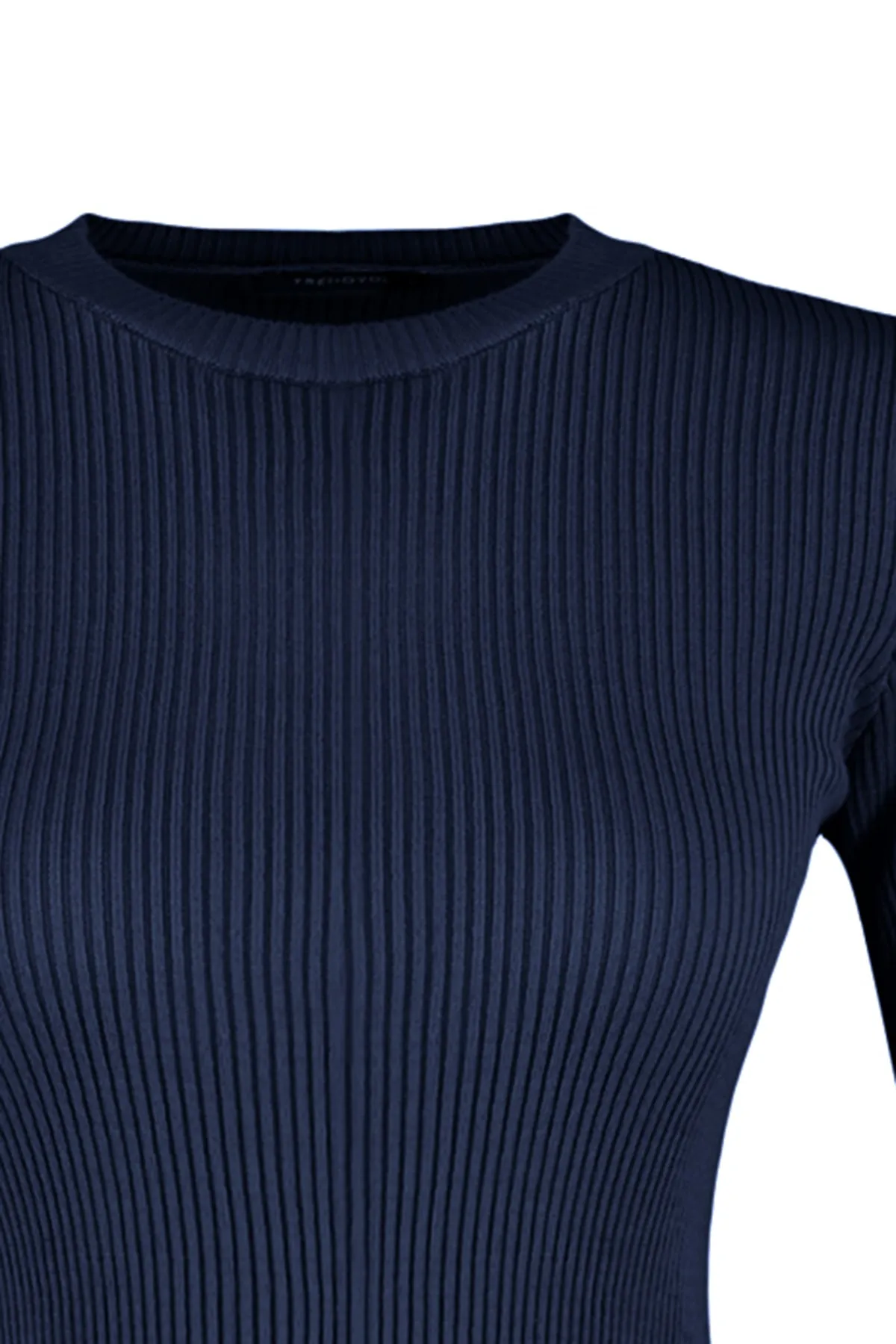 Trendyol Collection  Marineblauer Basic Strickpullover mit Kordelzug TWOAW22KZ1708