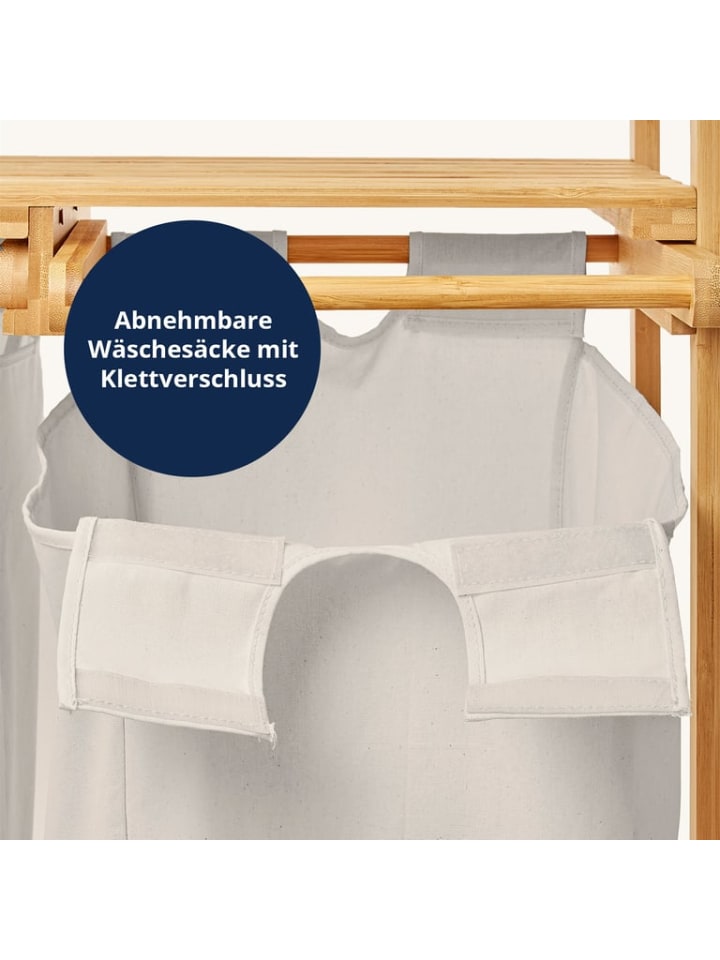 Lumaland Lumaland Wäschekorb aus Bambus mit 2 ausziehbaren Wäschesäcken - Farbe Weiß günstig kaufen onesize