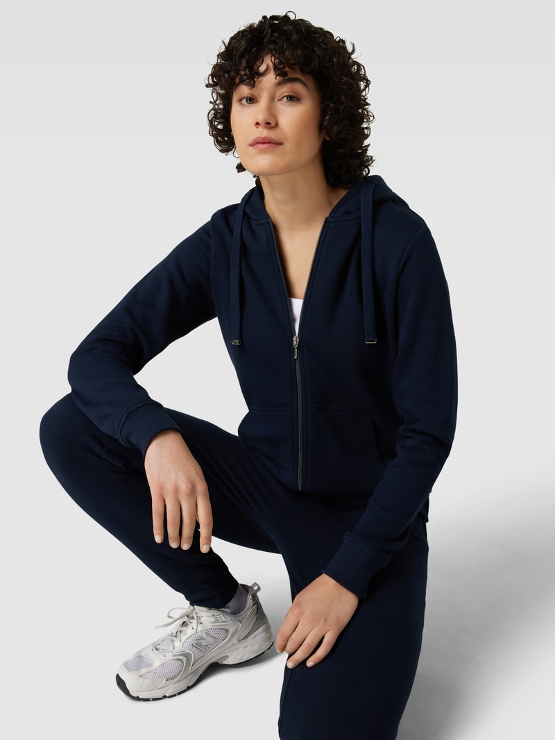 Sweatjacke mit gerippten Abschlüssen in dunkelblau