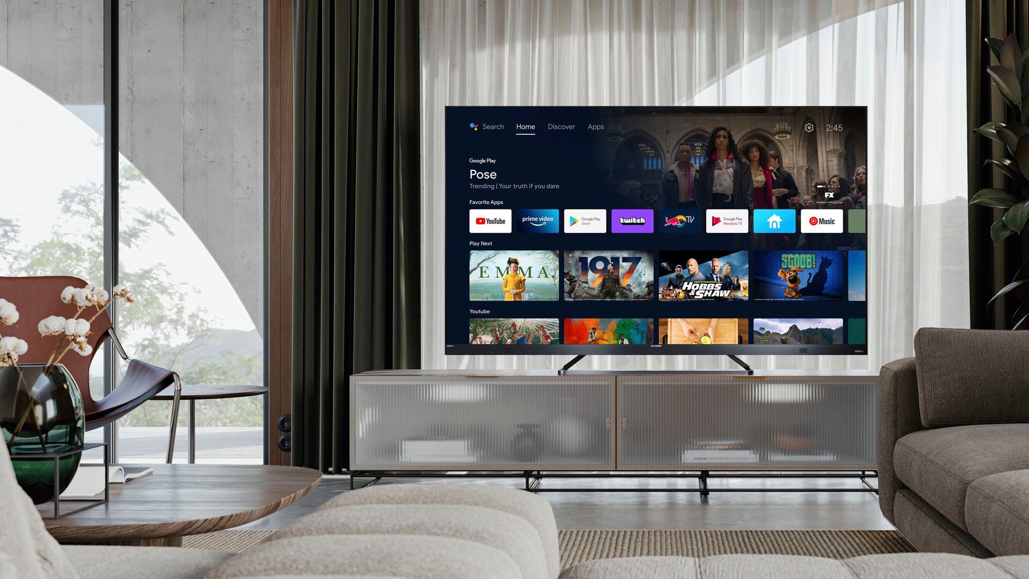 Sharp 4T-C65EQx LED-Fernseher (164 cm/65 Zoll, 4K Ultra HD, Android TV, Smart-TV)