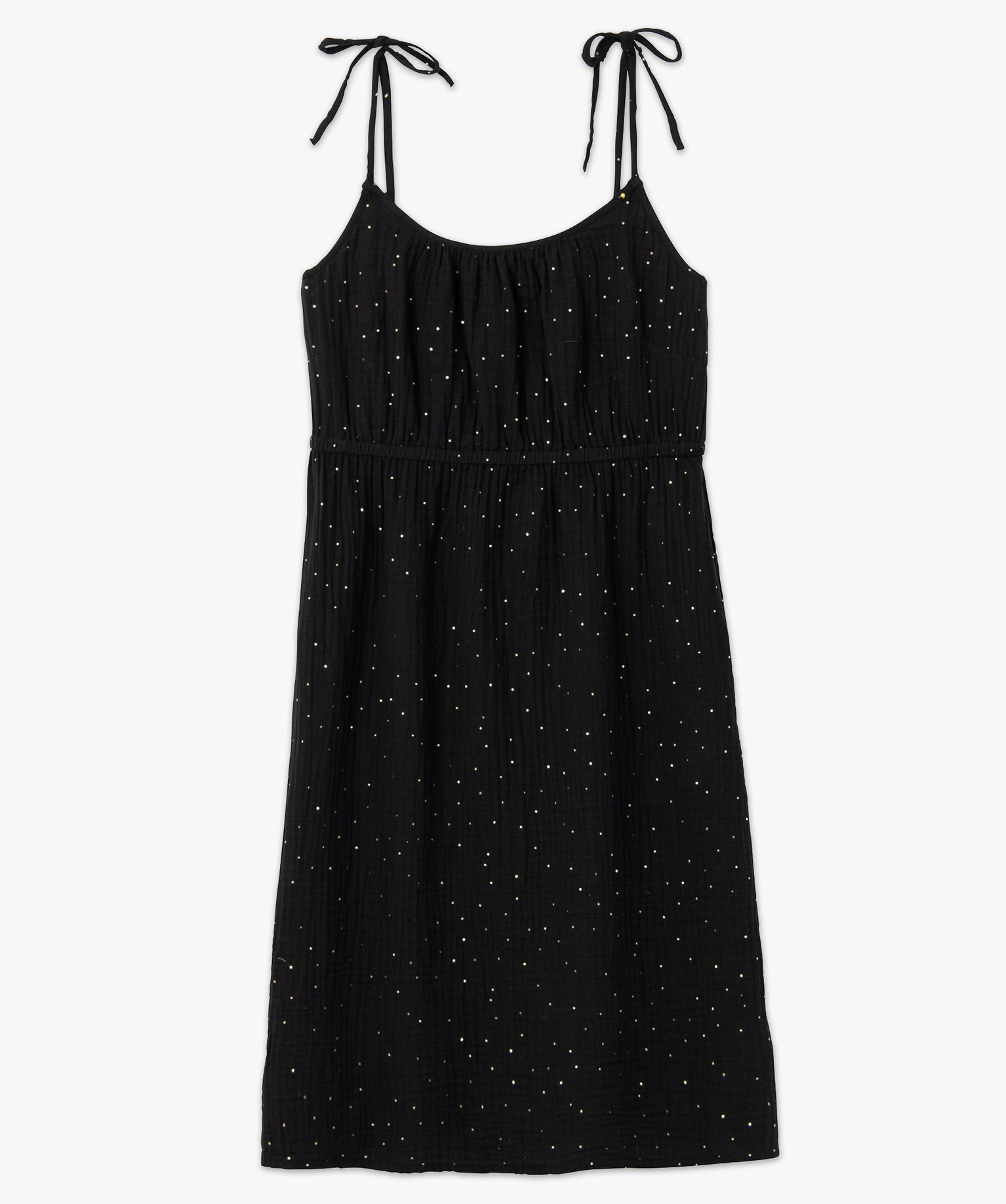Robe de grossesse à fines bretelles en gaze de coton noir | GEMO