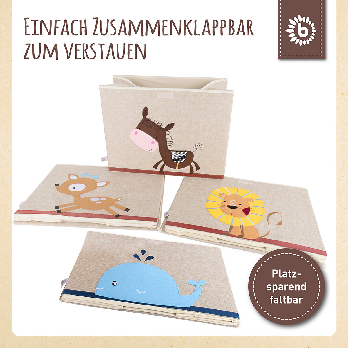 Aufbewahrungsbox mit Deckel Kinder Spielzeugkiste 65 L faltbar Staubox Stoffbox Aufbewahrungsboxen