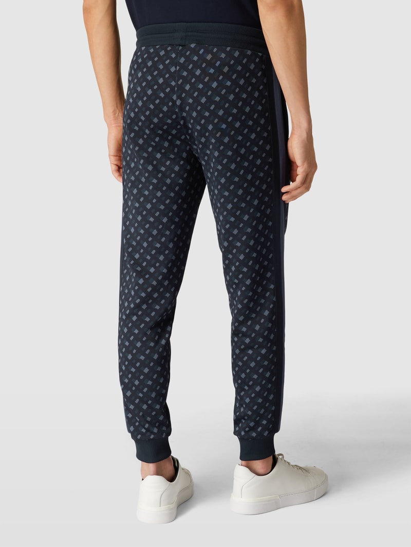 Sweatpants mit Allover-Muster Modell 'Lammont' in marineblau