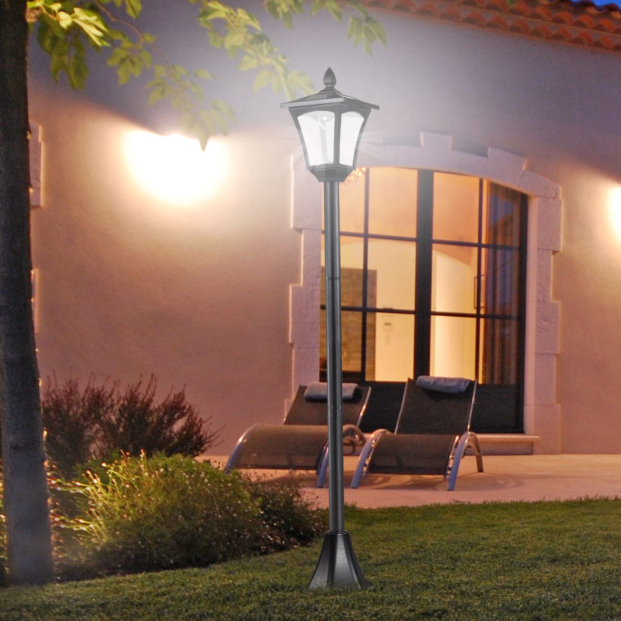 Outsunny Solar Gartenlaterne Laterne Gartenleuchte mit LED 40 Lumen H160cm