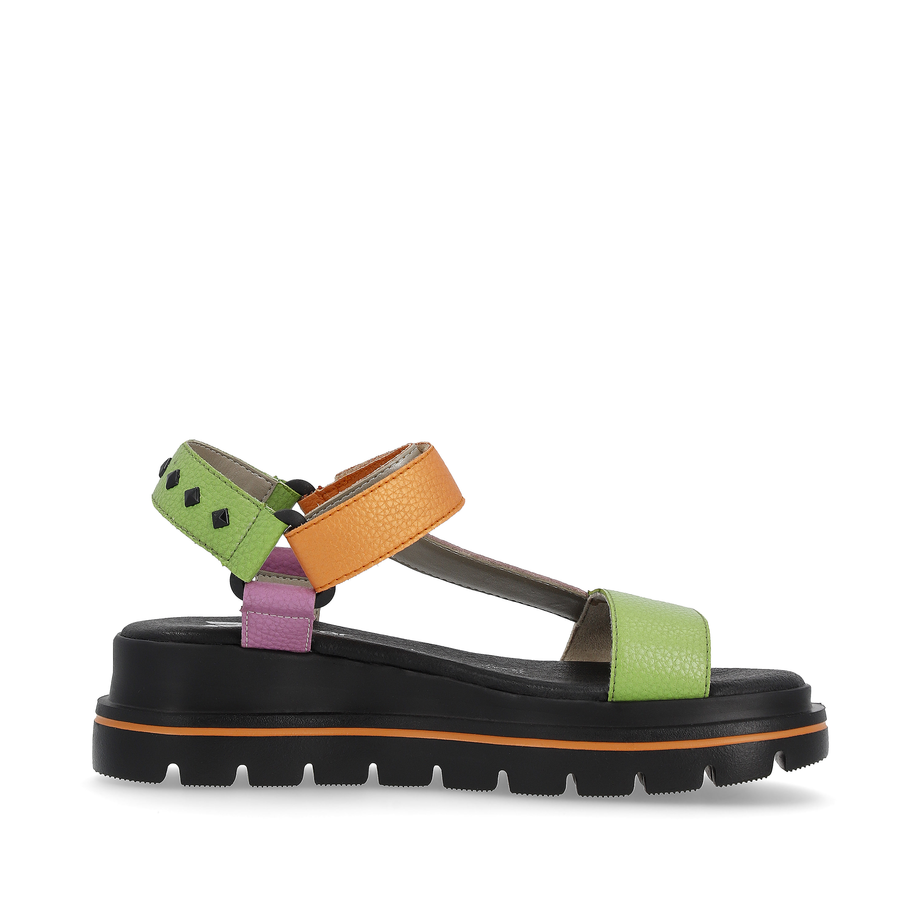 Rieker Damen Riemchensandalen black-green-pink-orange