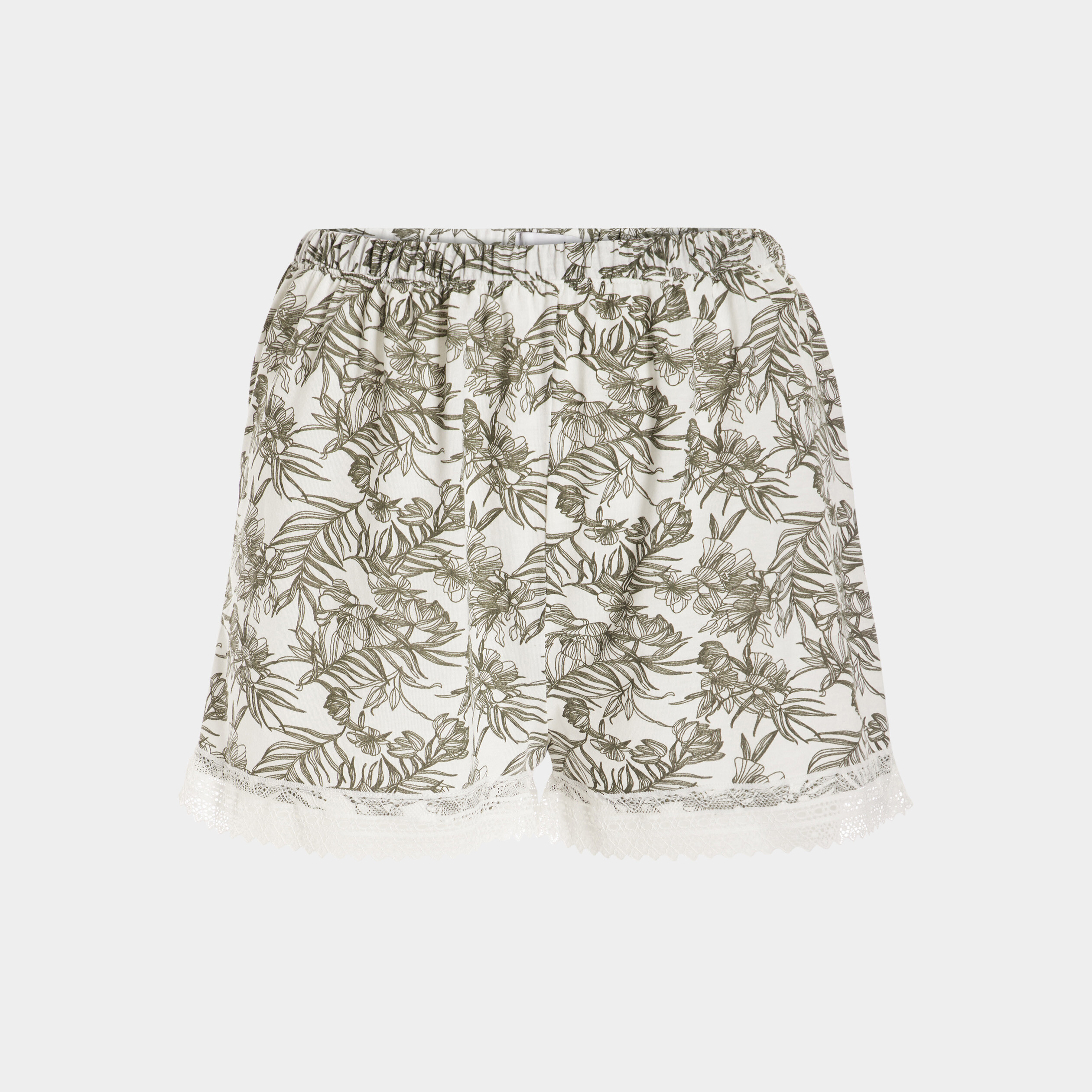 Short de pyjama avec dentelle ecru femme | La Halle