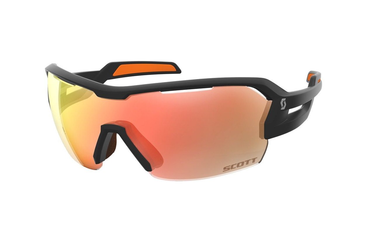 Scott Spur Sonnenbrille black matt orange / red chrome enhancer +