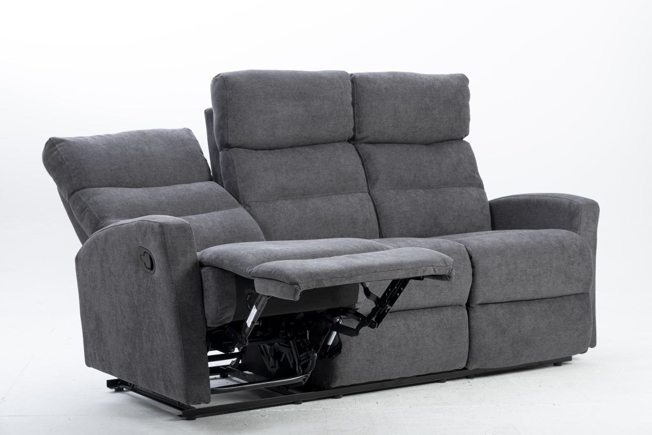 Happy Home Couchgarnitur Set Sofaset Sitzgarnitur 3tlg. mit 5 Relaxfunktionen dunkelgrau