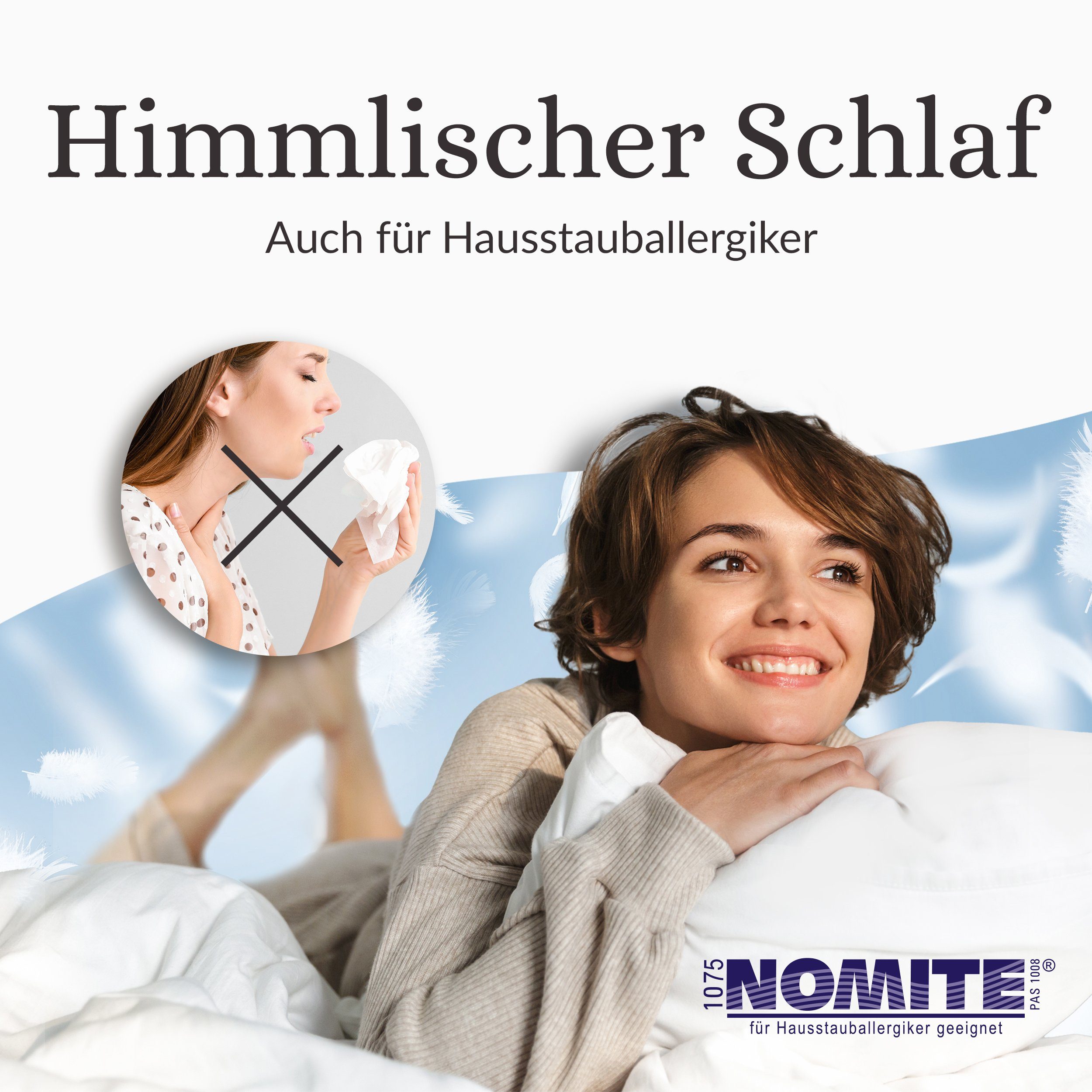 Daunenkissen Wiener Wolkenpolster 80x80cm in zwei Füllstärken, VOYAL LINNEN, Füllung: 70% Federn / 30% Daunen, kuschliges Kopfkissen hergestellt in Deutschland, allergikerfreundlich