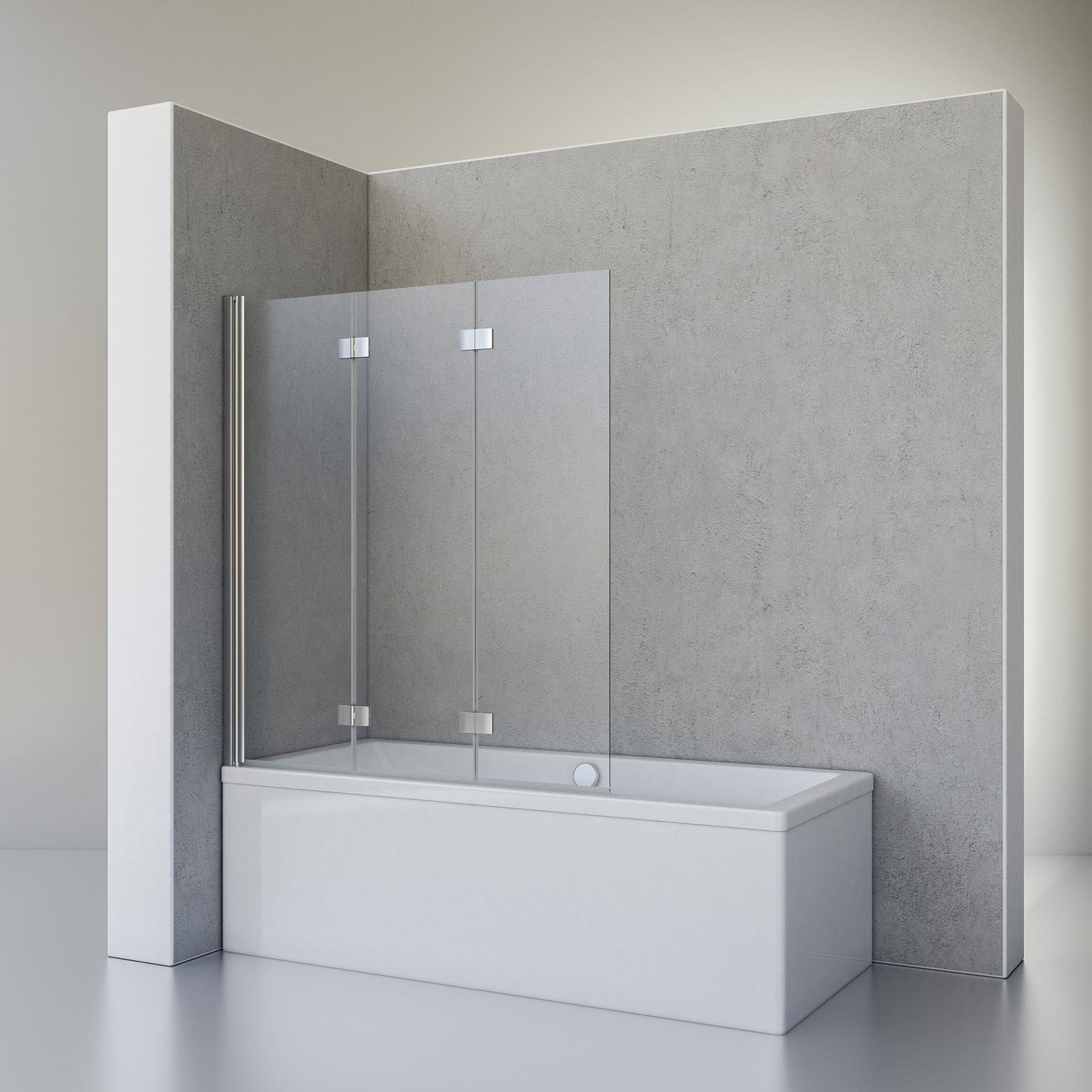 Schulte Badewannenaufsatz Valet, 5 mm Sicherheitsglas, (3 tlg), BxH: 130 x 142 cm, inkl. eckige Scharniere