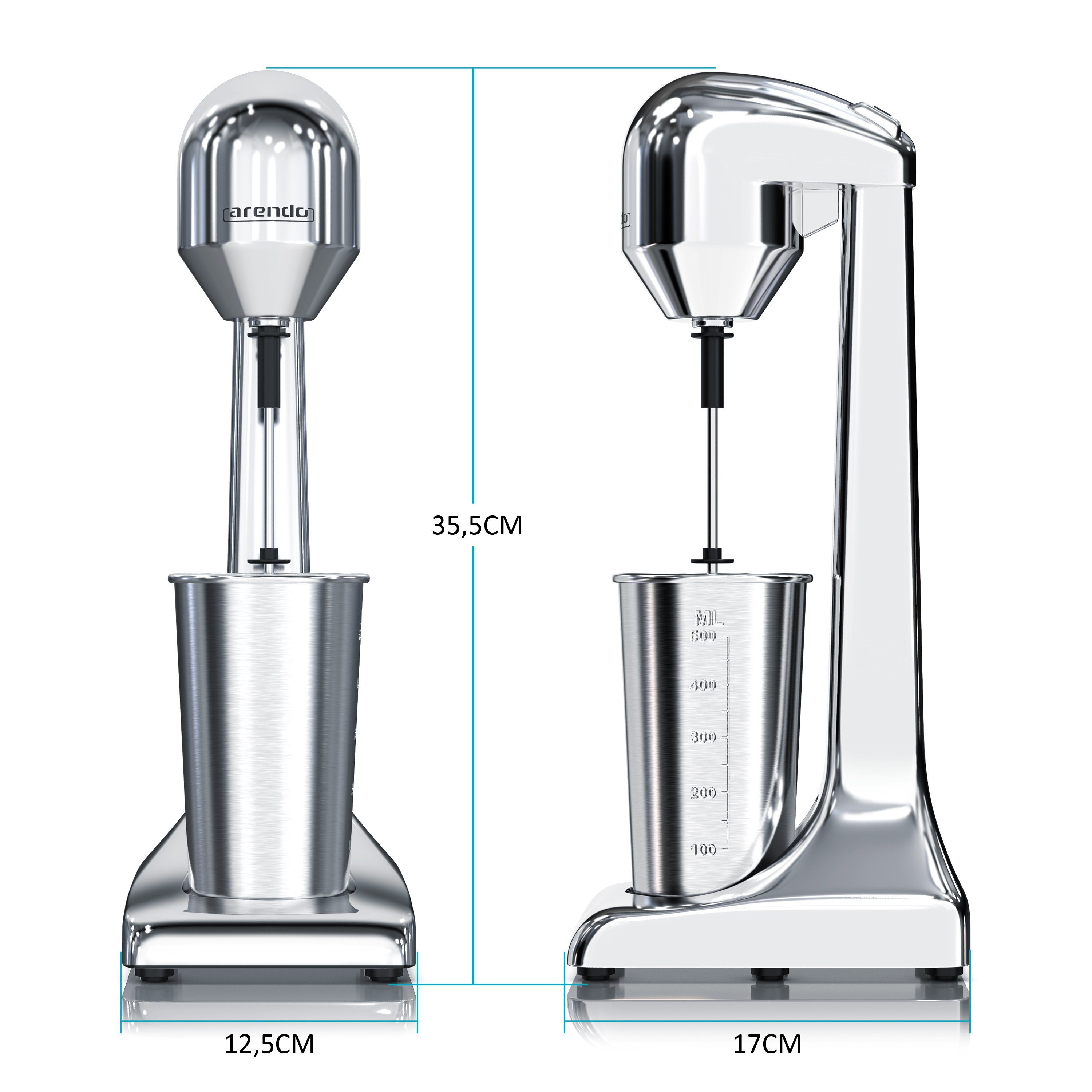 Arendo Standmixer, 100 W, Drink Mixer, Getränkemixer, Shaker, 500 ml Becher, 22.000 U/min