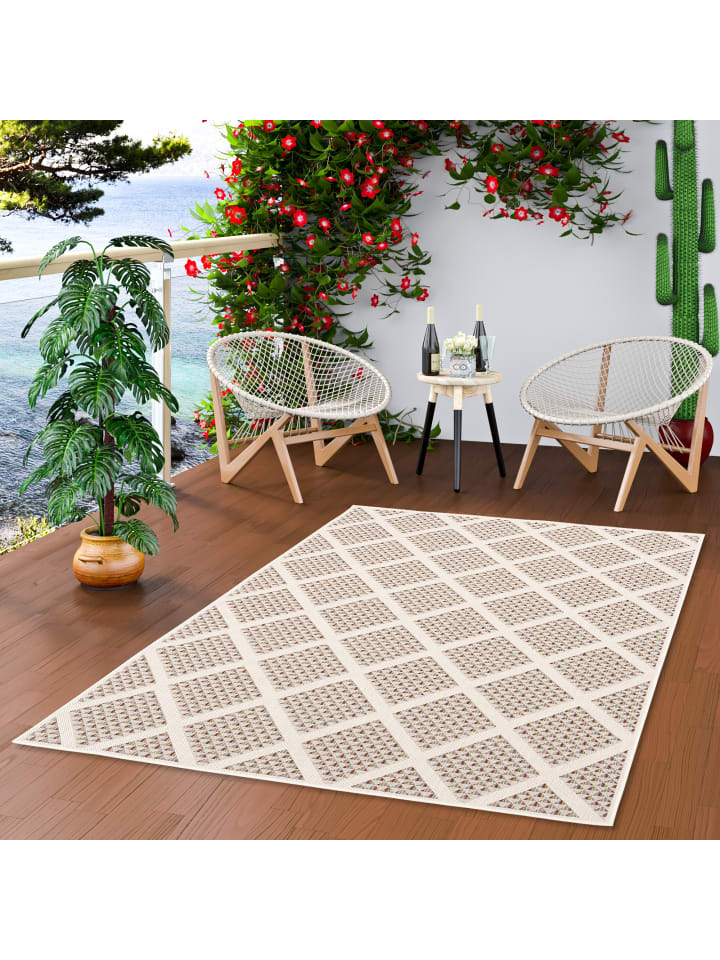 Pergamon In & Outdoor Teppich Flachgewebe Campus Modern in Beige günstig kaufen