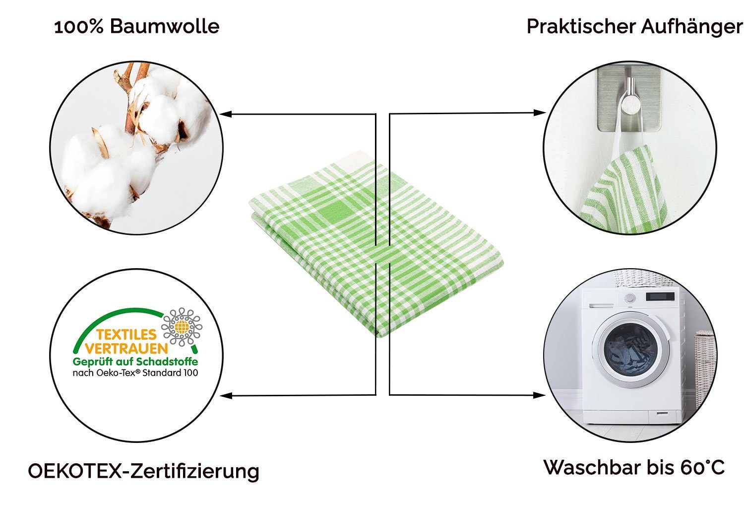 ZOLLNER Geschirrtuch, (Spar-Set, 5-tlg), vom Hotelwäschespezialisten, 50 x 70 cm, 100% Baumwolle, vom Hotelwäschespezialisten
