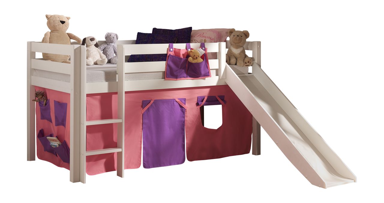 VIPACK Spielbett Pino mit Rutsche und Textilset 