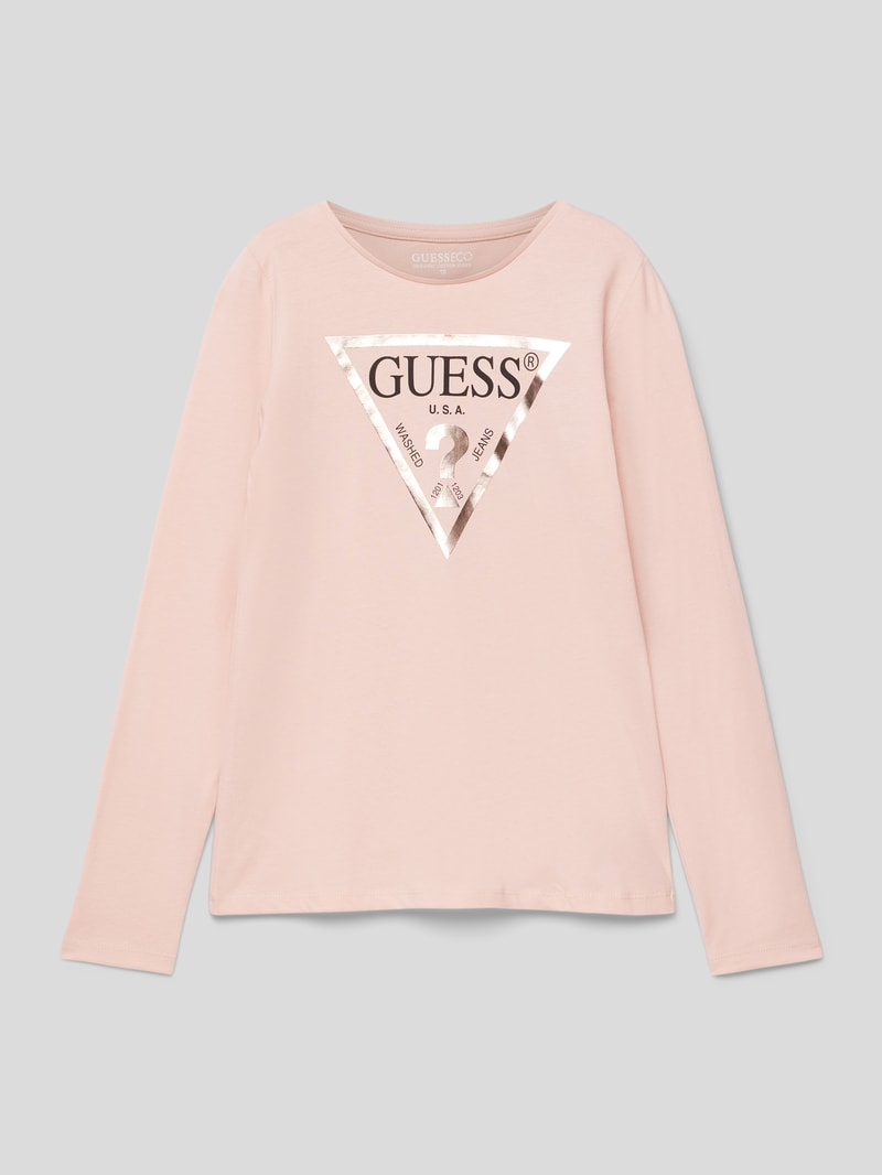 Longsleeve aus Baumwolle mit Label-Detail in hellrosa
