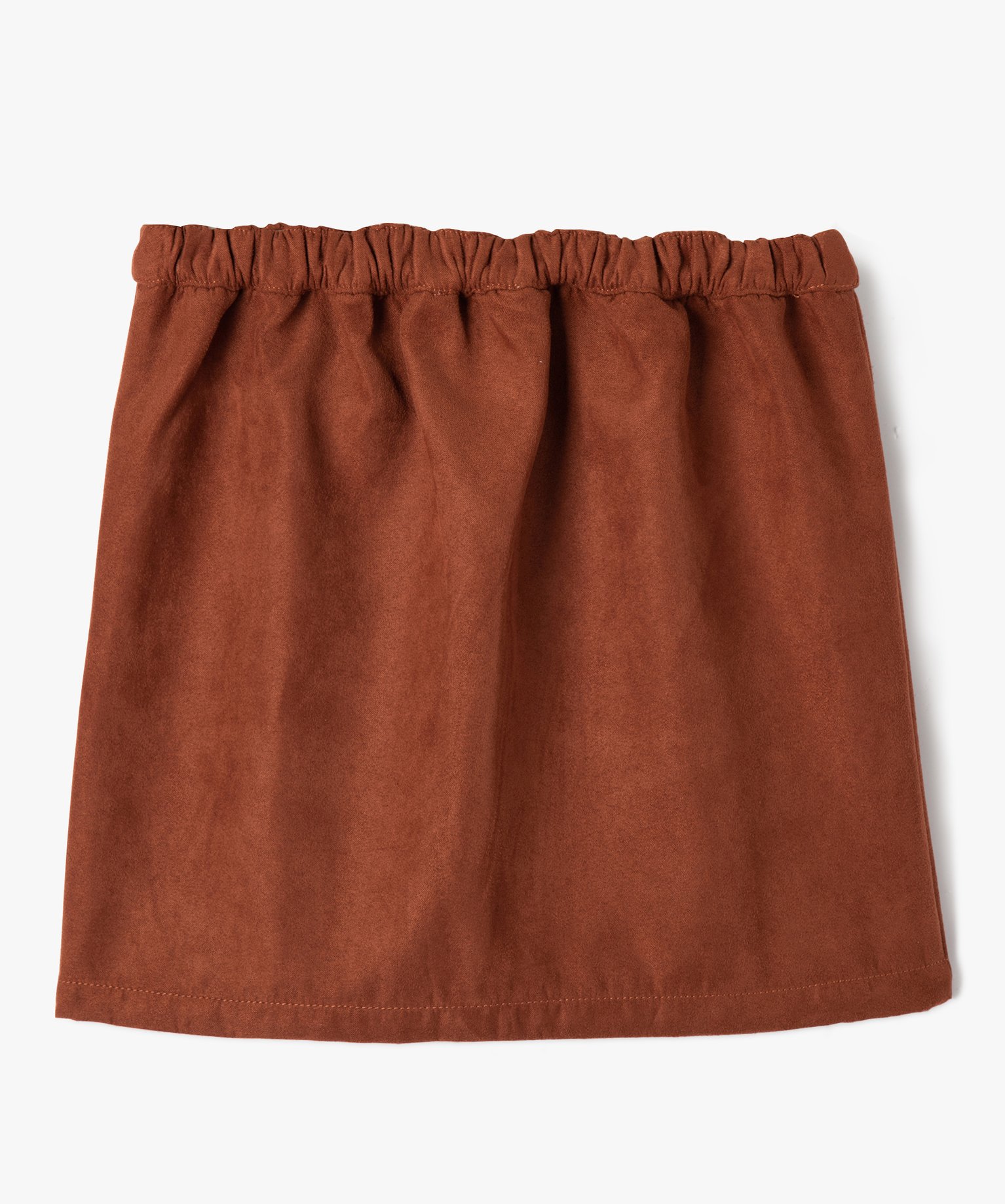 Jupe fille trapèze en maille avec boutons dorés orange | GEMO