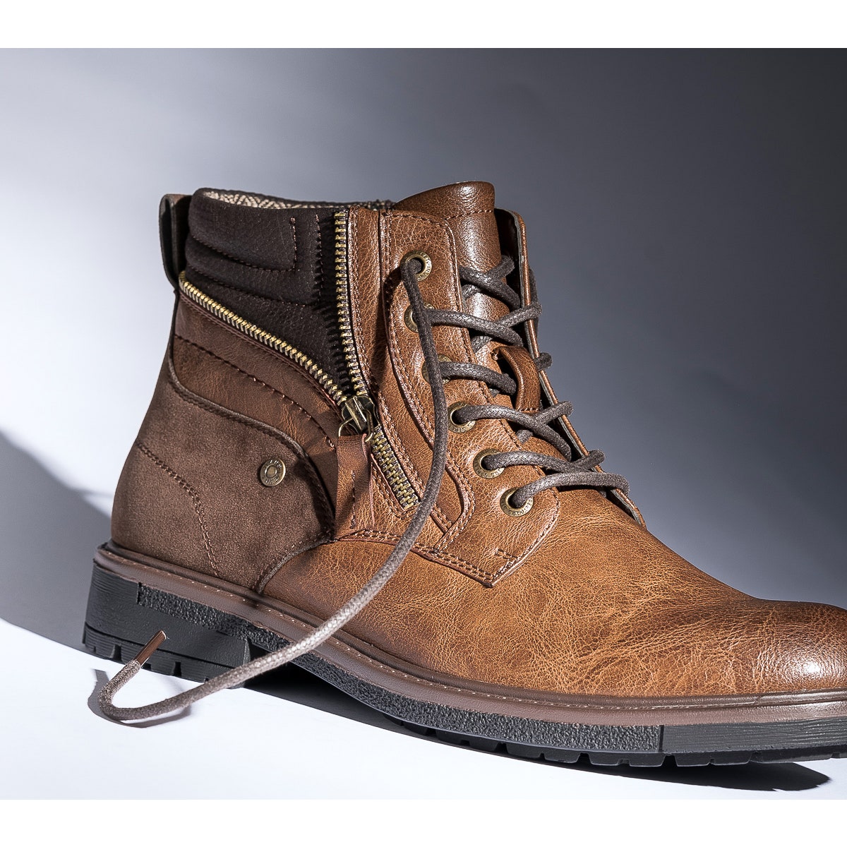 Boots à lacet cognac avec zip