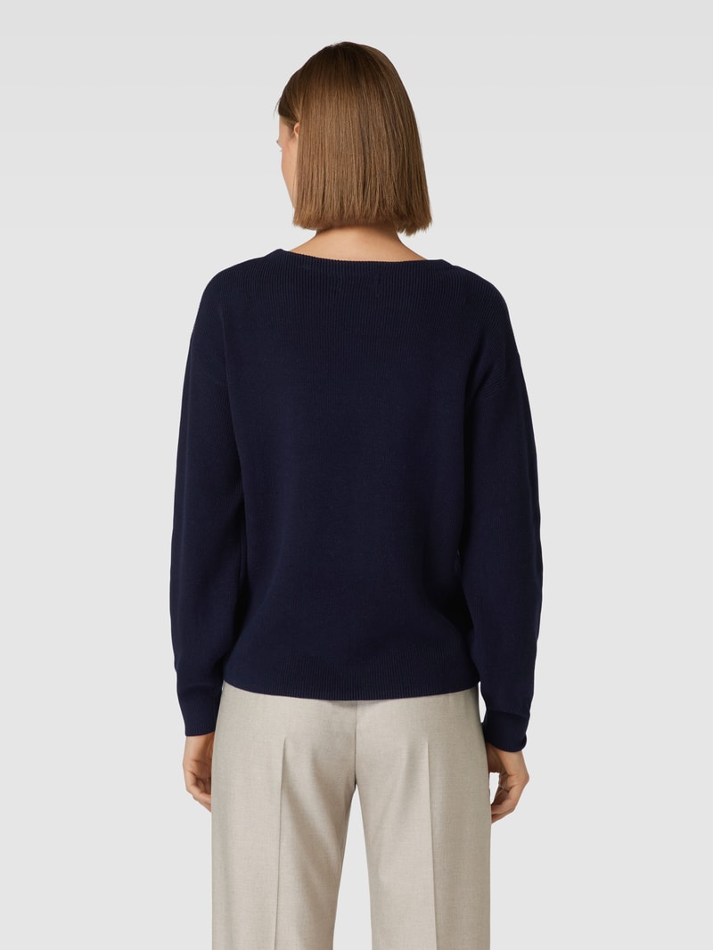 Strickpullover mit Rundhalsausschnitt in dunkelblau