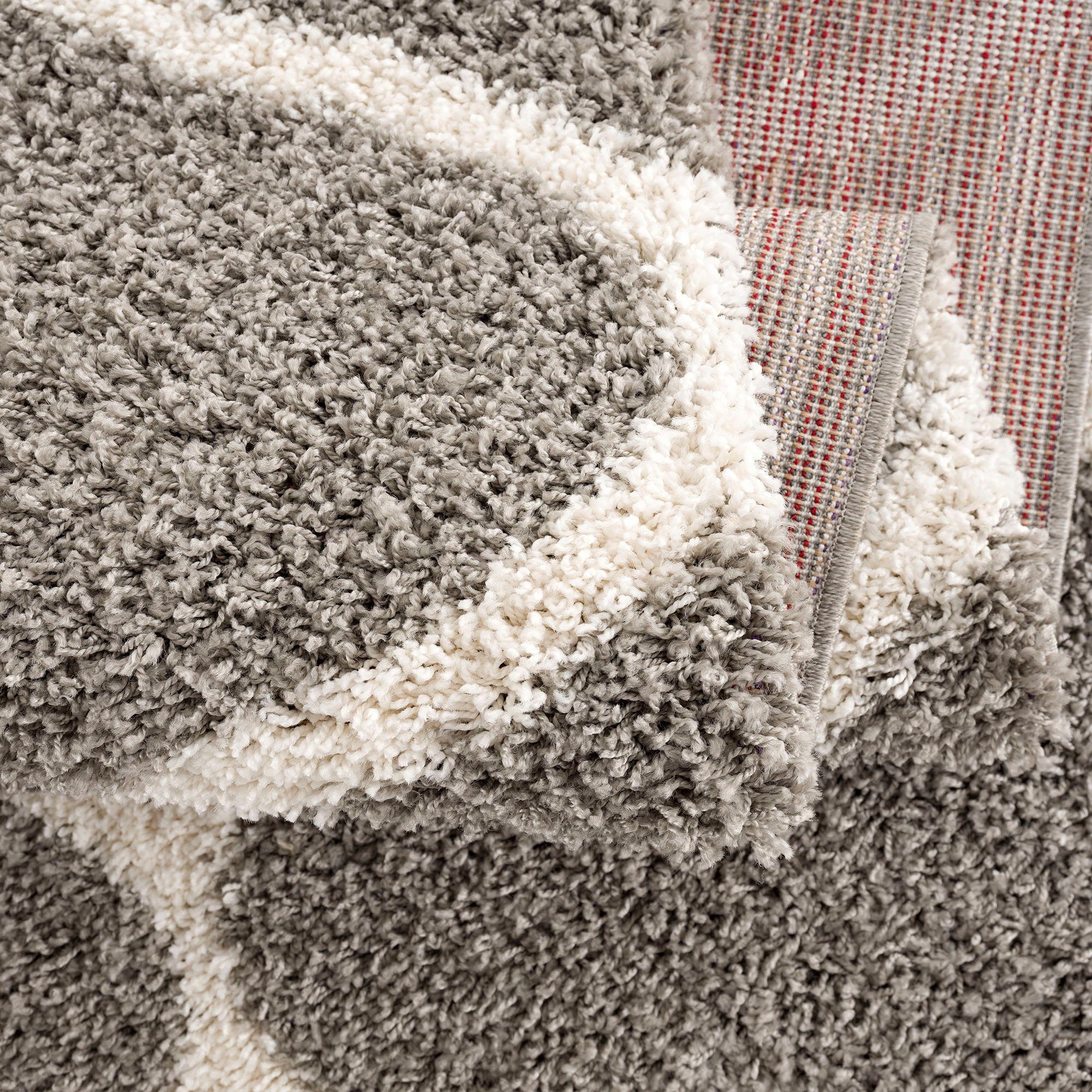 Hochflor-Teppich Madrid, Sanat, rund, Höhe: 30 mm, Wohnzimmer, Langflor, Shaggy Teppich
